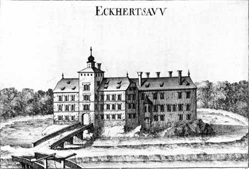 Schloss Eckartsau, Kupferstich von Georg Matthäus Vischer