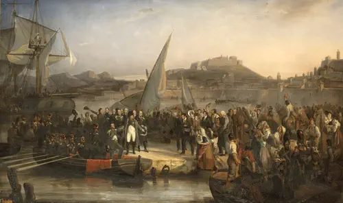 Napoleon verlässt Elba, Gemälde von Joseph Beaume