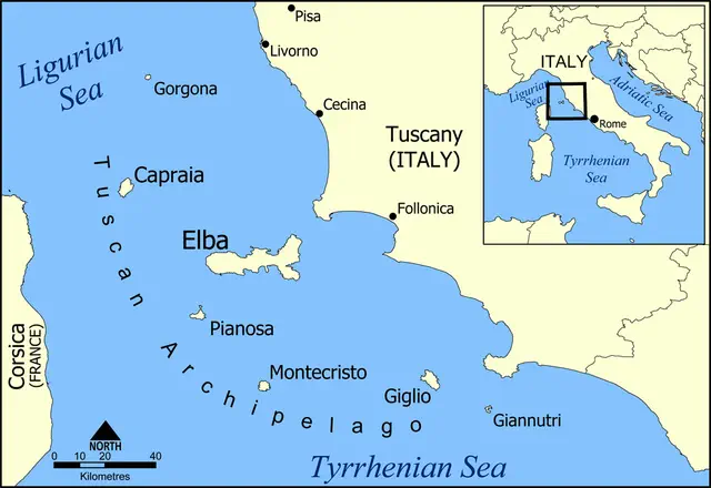 Karte Elba und toskanischer Archipel