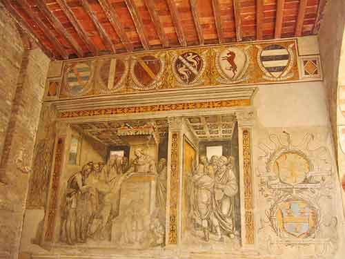 Toskana: San Gimignano, Palazzo Popolo, Fresko von Sodoma