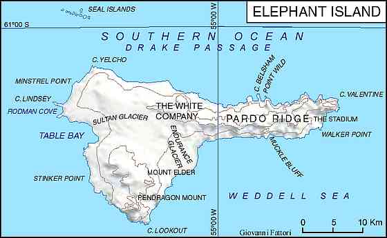 Karte Elephant Island
