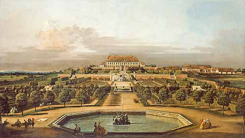 Schloss Hof, Gartenseite 1759-1760, Gemälde von Bernardo Bellotto, gen. Canaletto