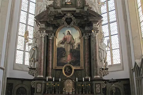 Marchfeld, Marchegg, Pfarrkirche hl. Margareta, Altarbild der hl. Margaretha