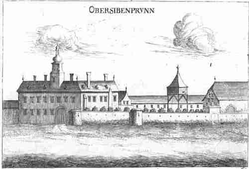 Schloss Obersiebenbrunn, Kupferstich von Georg Matthäus Vischer