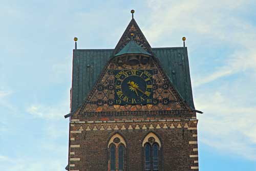 Wismar, Gotisches Viertel, Marienkirche Turmuhr