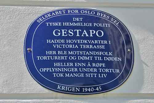 Oslo, Victoria terrasse, Gestapo-Schild