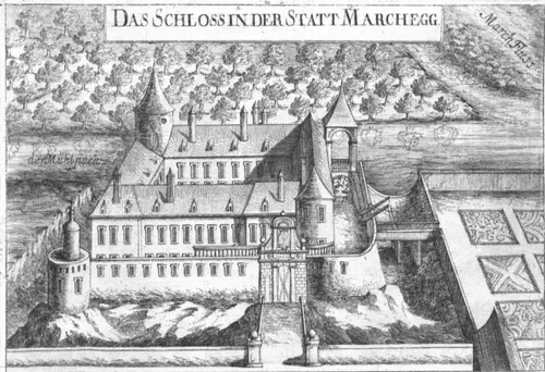 Schloss Marchegg, Kupferstich von Georg Matthäus Vischer