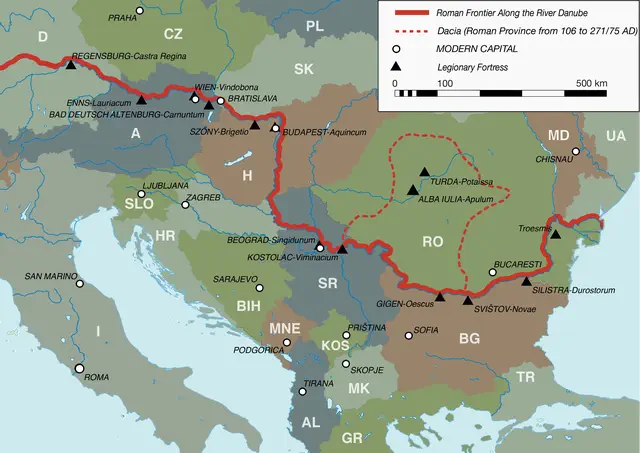 Karte UNESCO Weltkulturerbe Donaulimes